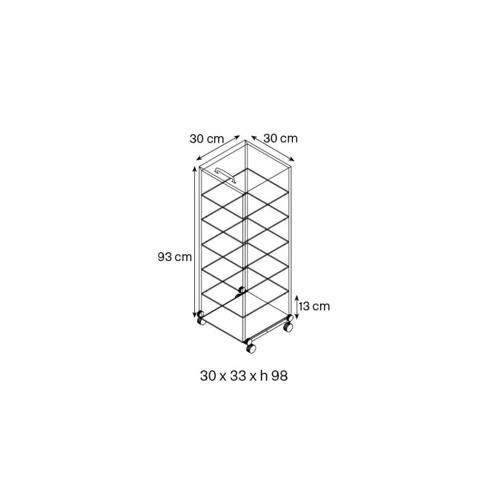 Víceúčelová skříňka s kolečky z průhledného skla s 3,6,8 nebo 10 policemi - Versatilio Viadurini