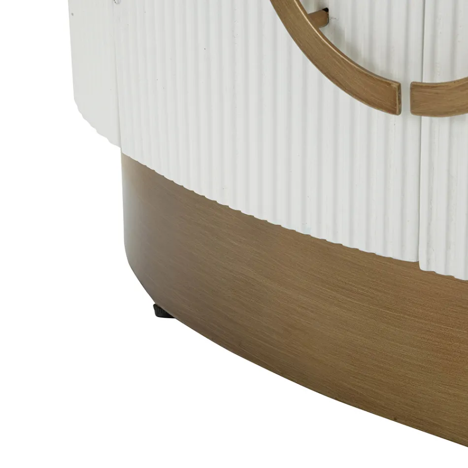 Oválná dřevěná skříňka s horními a zaoblenými vložkami se 2 dvířky - Rachel Viadurini