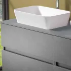 Závěsná koupelnová skříňka s dvojitým umyvadlem na desku - Mandrillo Viadurini