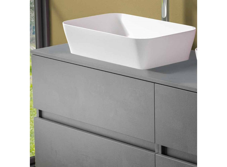 Závěsná koupelnová skříňka s dvojitým umyvadlem na desku - Mandrillo Viadurini
