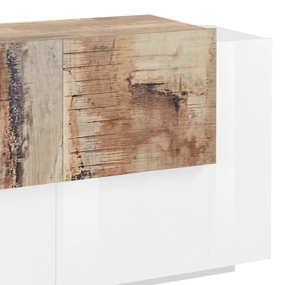 Nábytek do obývacího pokoje 2 dveře a 2 dveře ze dřeva 2 povrchové úpravy - Theresse Viadurini