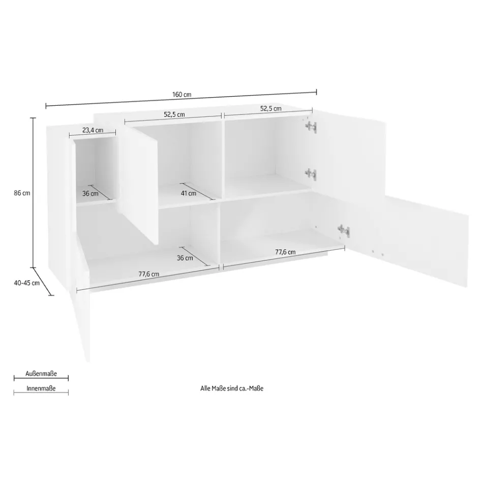 Nábytek do obývacího pokoje 2 dveře a 2 dveře ze dřeva 2 povrchové úpravy - Theresse Viadurini