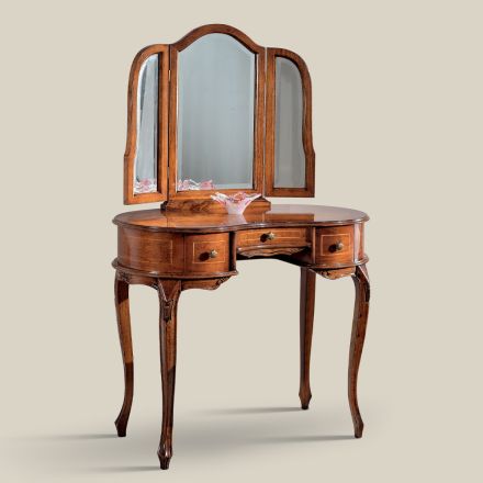 Dřevěný toaletní stolek se zásuvkami a zrcadlem Made in Italy - Luxus Viadurini