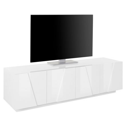 TV skříňka se 4 nebo 6 dvířky v bílé barvě dřeva, betonu nebo břidlice - Fjona Viadurini