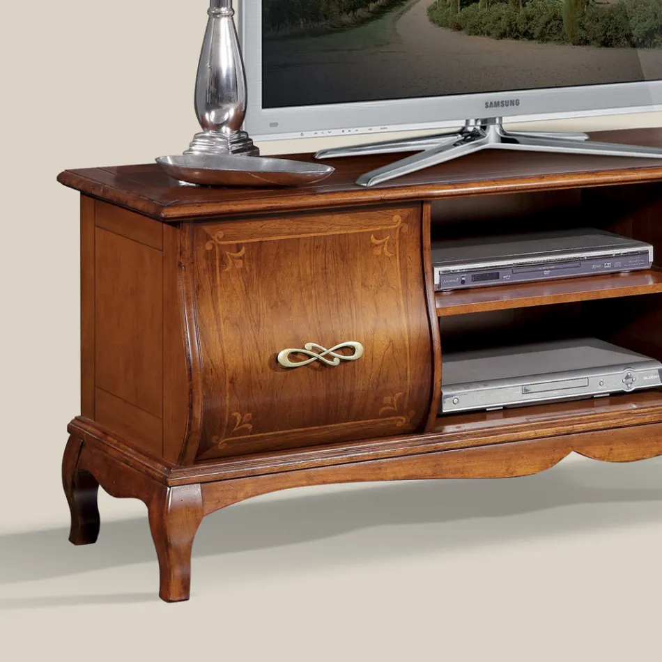 Klasický dřevěný TV stojan s vložkami Made in Italy - Hastings Viadurini