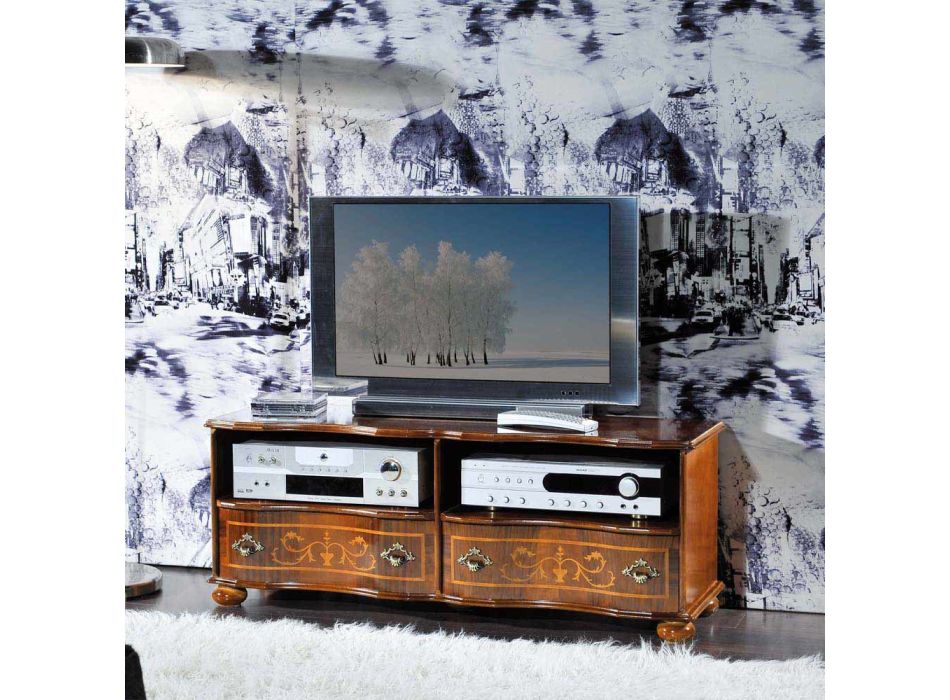 Klasický TV stolek z luxusního ořechového dřeva Made in Italy - Prince Viadurini
