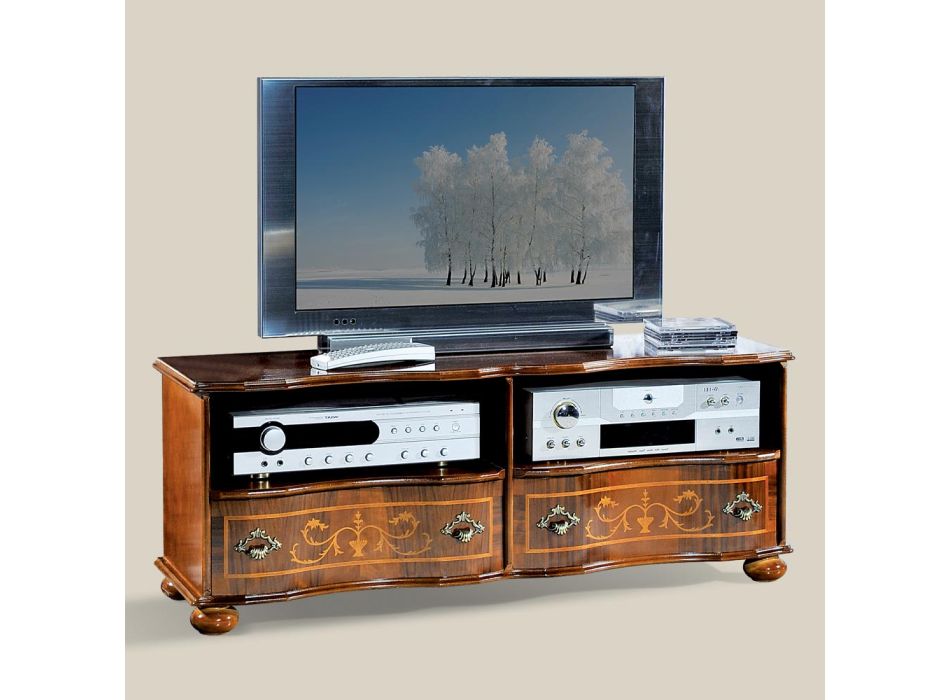 Klasický TV stolek z luxusního ořechového dřeva Made in Italy - Prince Viadurini