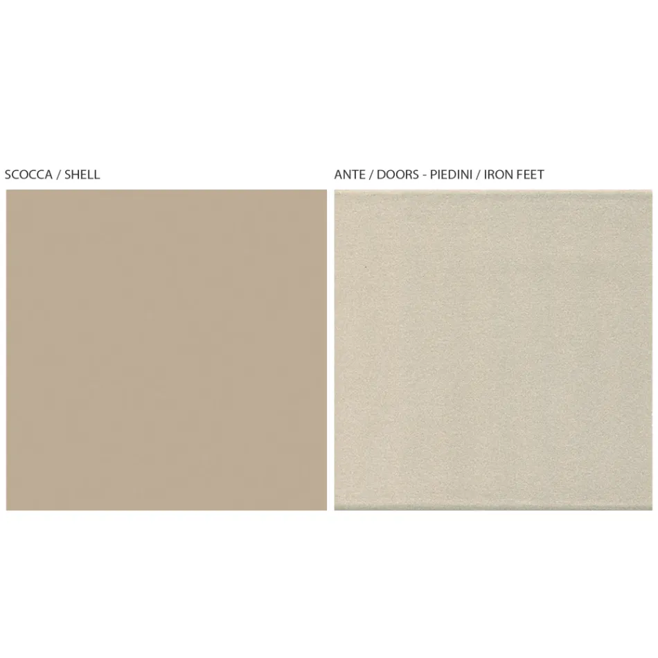 TV skříňka se 2 dvířky a 1 zásuvkou v povrchové úpravě nikl a uhlík - Inga Viadurini