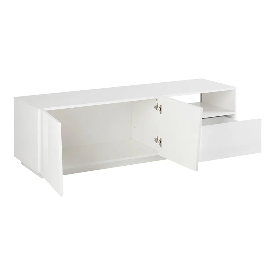 TV skříňka se 2 dvířky, zásuvkou a otevřenou přihrádkou Made in Italy - Popilio Viadurini