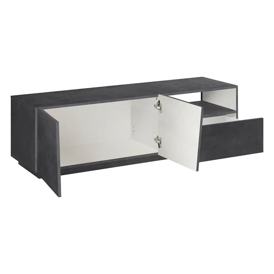 TV skříňka se 2 dvířky, zásuvkou a otevřenou přihrádkou Made in Italy - Popilio Viadurini