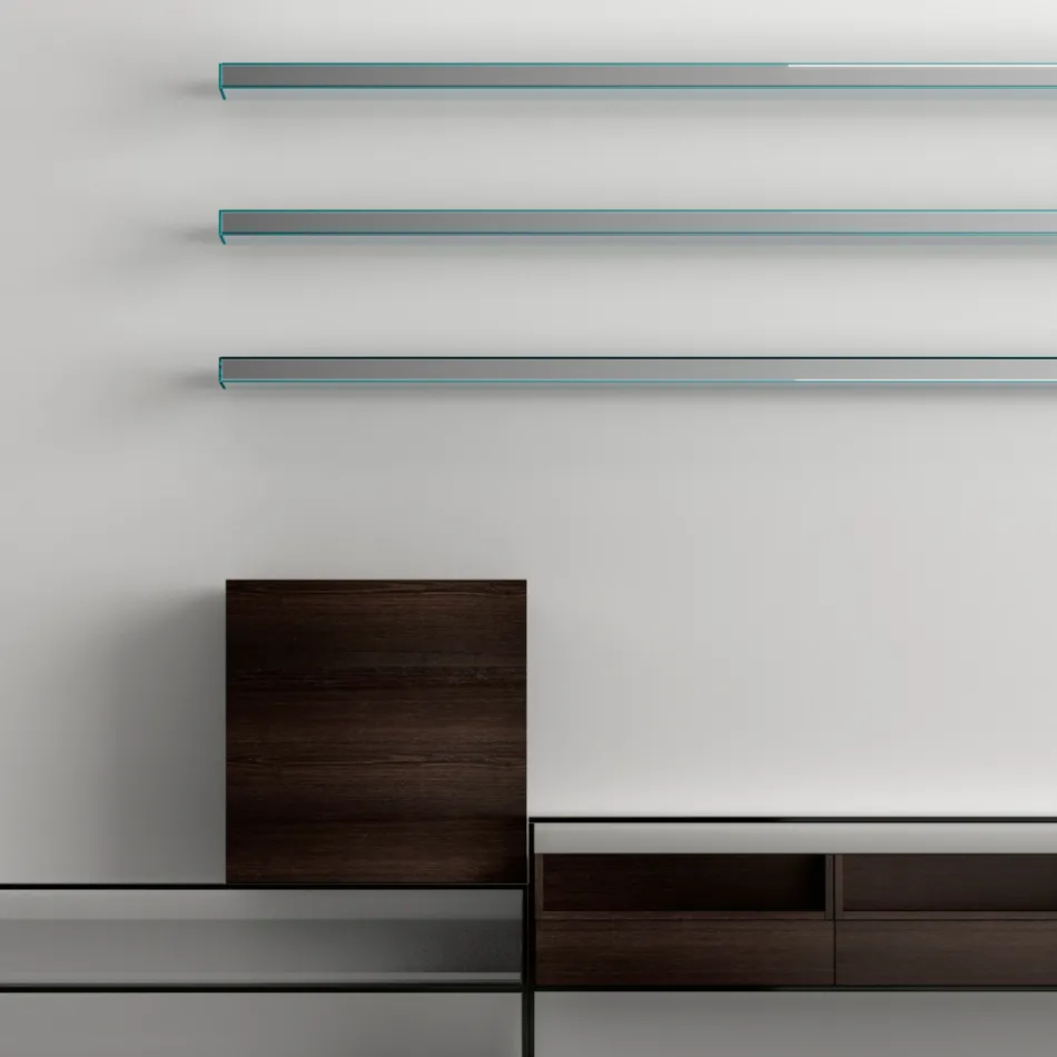 TV stolek se 3 policemi a odklápěcí nádobou Made in Italy - Roman Viadurini