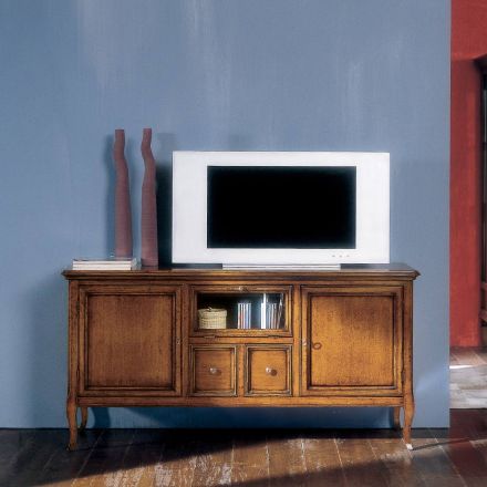 TV stolek s přihrádkou s chlopní ze skla Made in Italy - Bomazi Viadurini