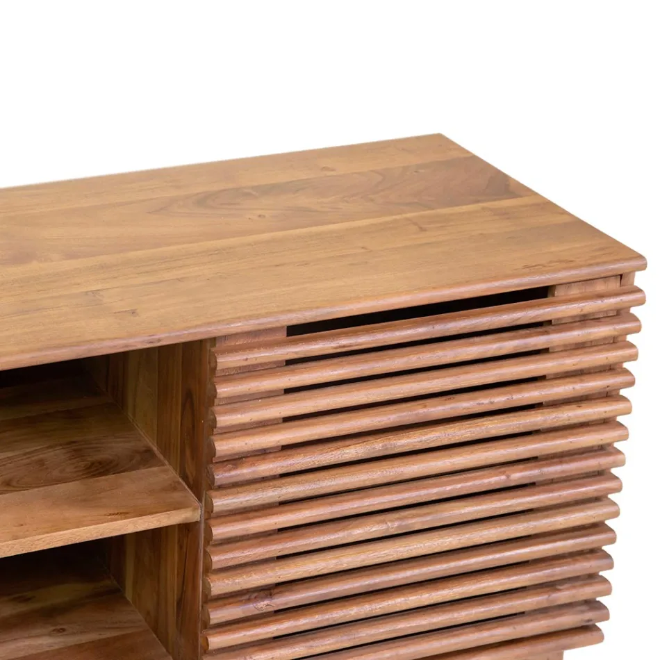 Televizní stolek do obývacího pokoje z akáciového dřeva - Vortice Viadurini