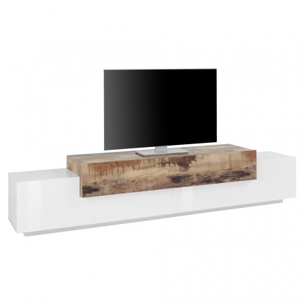 TV skříňka v bílém dřevě a javoru, cementu nebo antracitu - Therese Viadurini