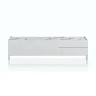 Dřevěný TV stolek s 1 dvířky a 2 zásuvkami - Tantalo Viadurini