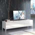 Dřevěný TV stolek s 1 dvířky a 2 zásuvkami - Tantalo Viadurini