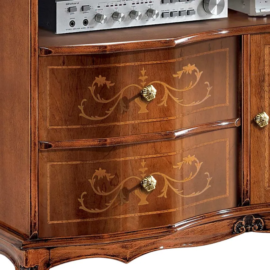 Ořechový televizní stojan v klasickém stylu vyrobený v Itálii – elegantní Viadurini