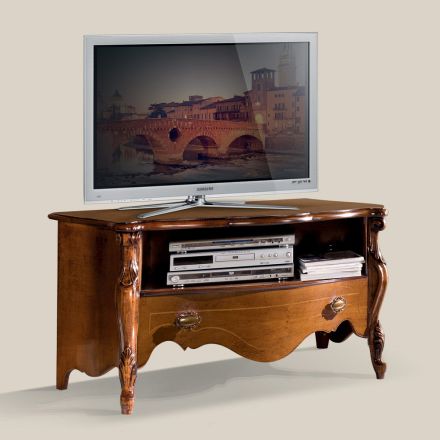 Ořech Bassano TV skříňka se zásuvkou Made in Italy - Commodo Viadurini