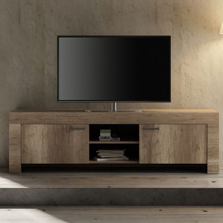TV stolek ze světlého ořechového dřeva s otevřenou přihrádkou Made in Italy - Clyde Viadurini