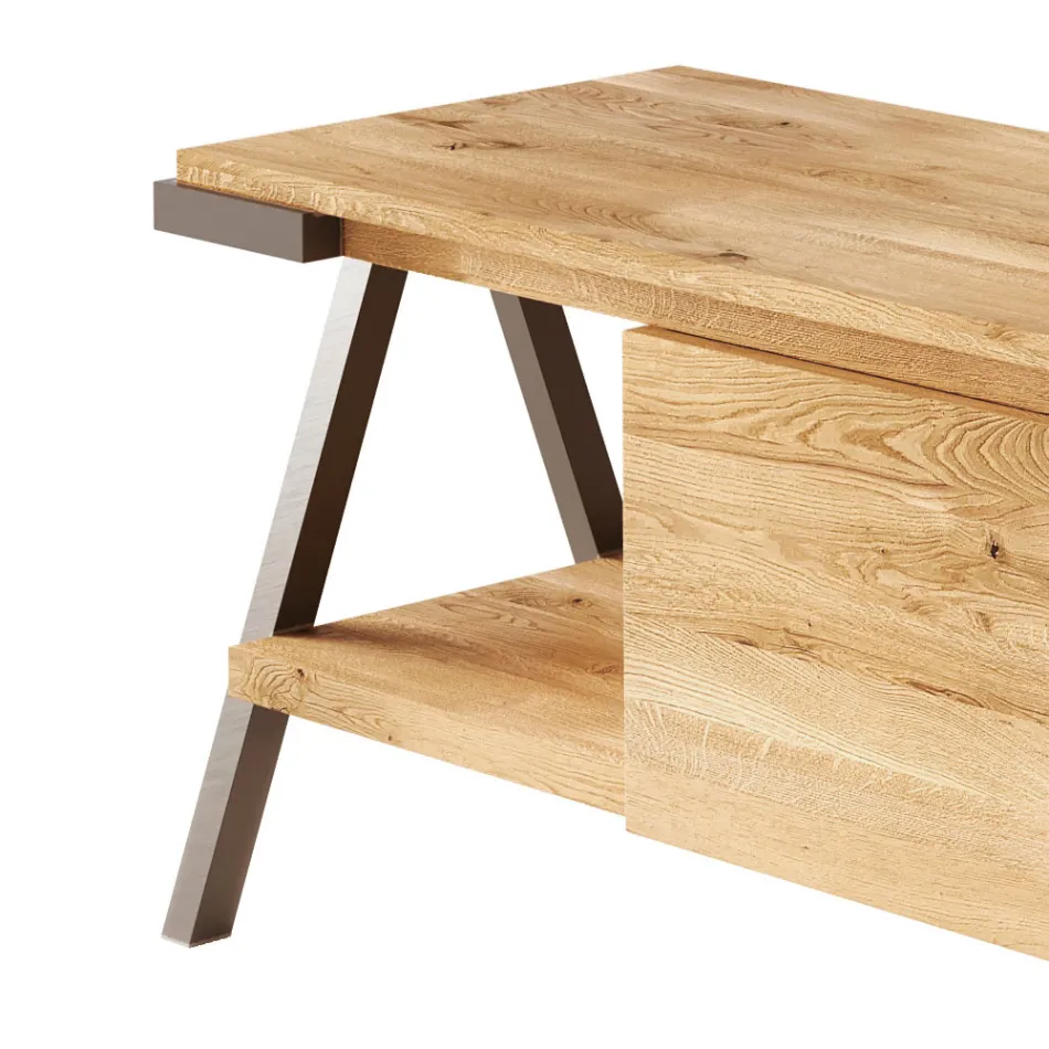 Televizní stojan z dubového dřeva a kovu Made in Italy - Jennifer Viadurini