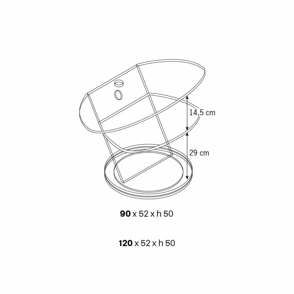 Skleněná televizní skříňka s otočnou základnou a 2 rozměry police - Salemme Viadurini