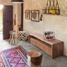 Moderní televizní stojan v akáciovém dřevě se 3 zásuvkami Homemotion - Lauro Viadurini