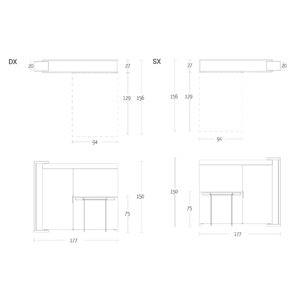 Multifunkční otočná skříň s TV stojanem a integrovaným stolkem Made in Italy - Illusione Viadurini