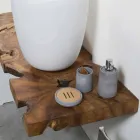 Závěsná horní skříňka do koupelny z masivního teakového dřeva - les Viadurini