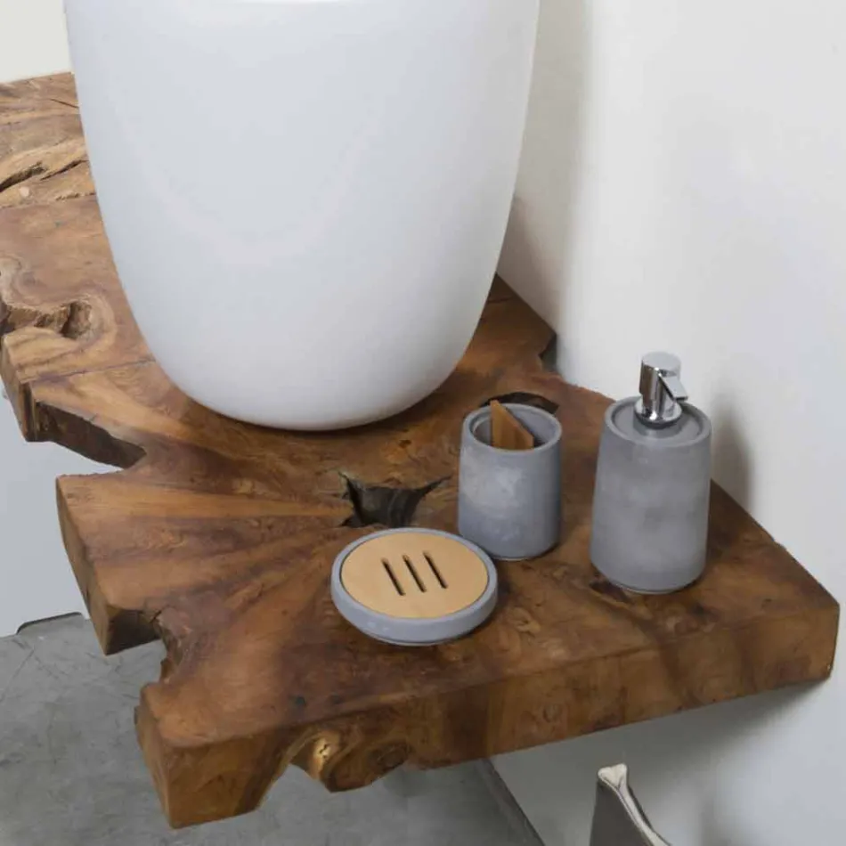 Závěsná horní skříňka do koupelny z masivního teakového dřeva - les Viadurini