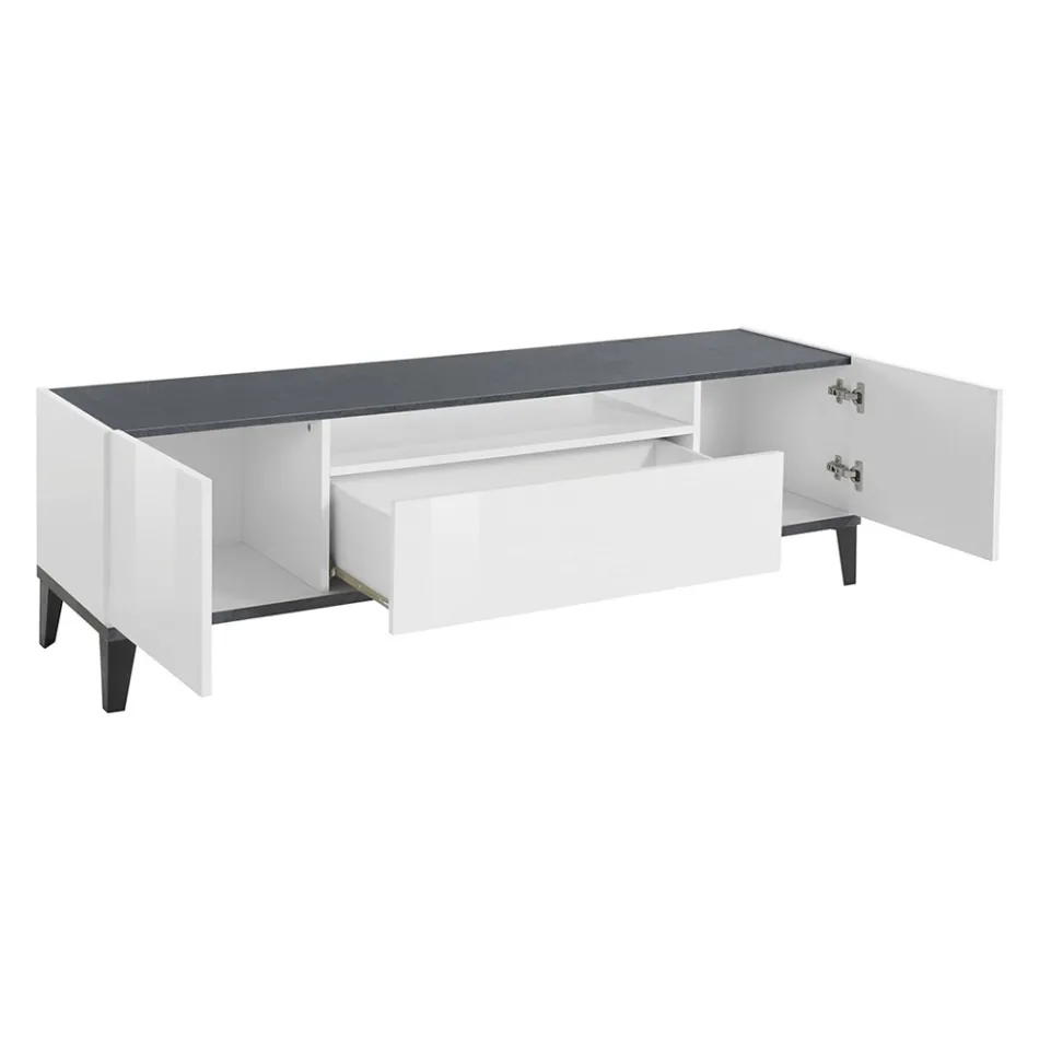 Mobilní televize v melaminu 2 pokoje a 1 zásuvka Made in Italy - Florentino Viadurini