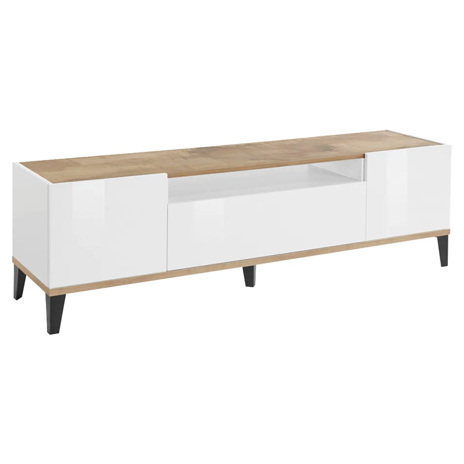 Mobilní televize v melaminu 2 pokoje a 1 zásuvka Made in Italy - Florentino Viadurini