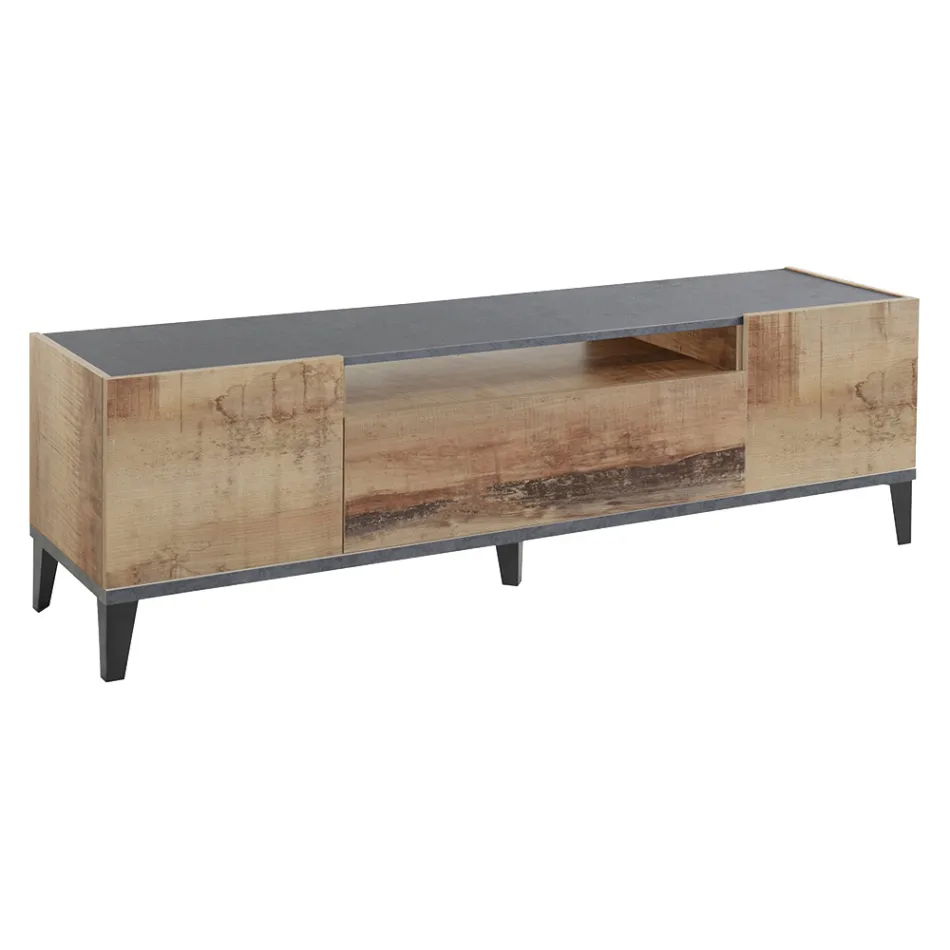 Mobilní televize v melaminu 2 pokoje a 1 zásuvka Made in Italy - Florentino Viadurini