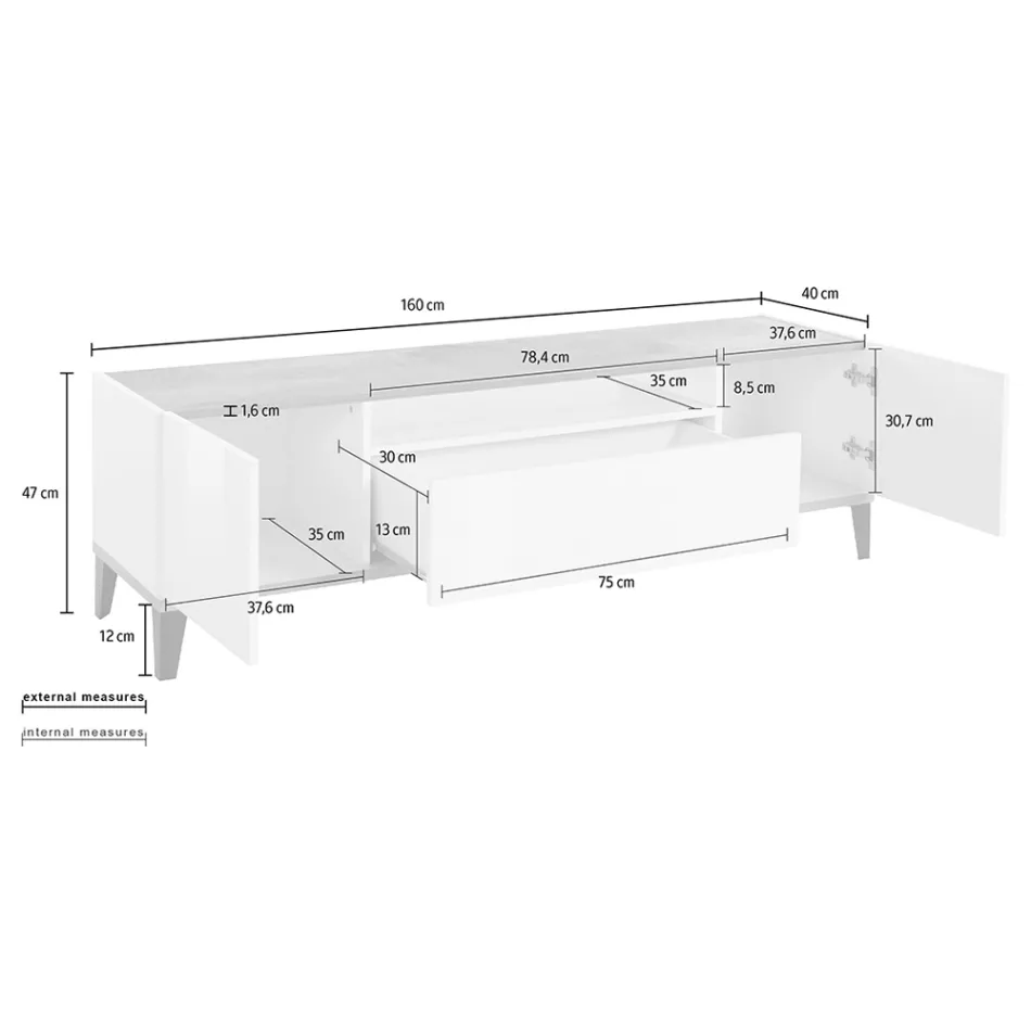 Mobilní televize v melaminu 2 pokoje a 1 zásuvka Made in Italy - Florentino Viadurini