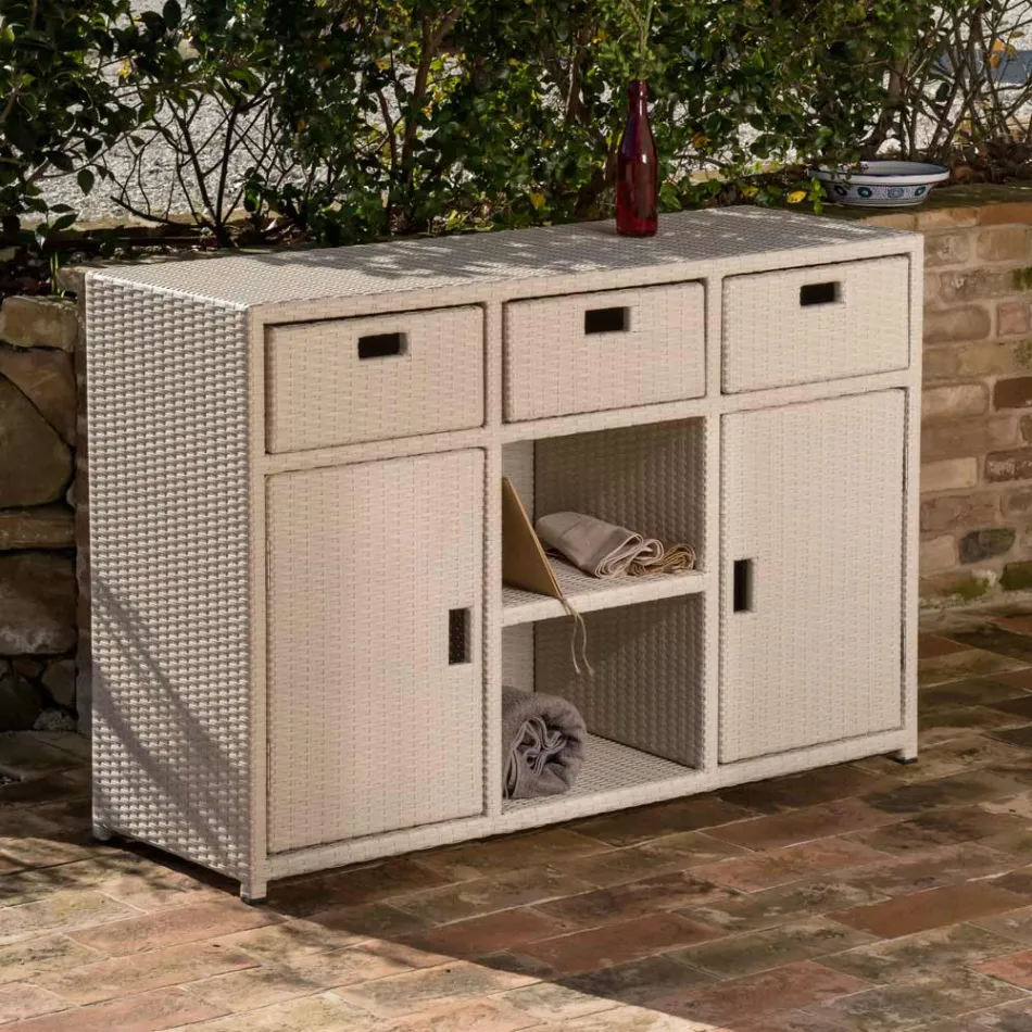 Zahradní skříň z ručně tkaného polyratanu - Zoltan Viadurini