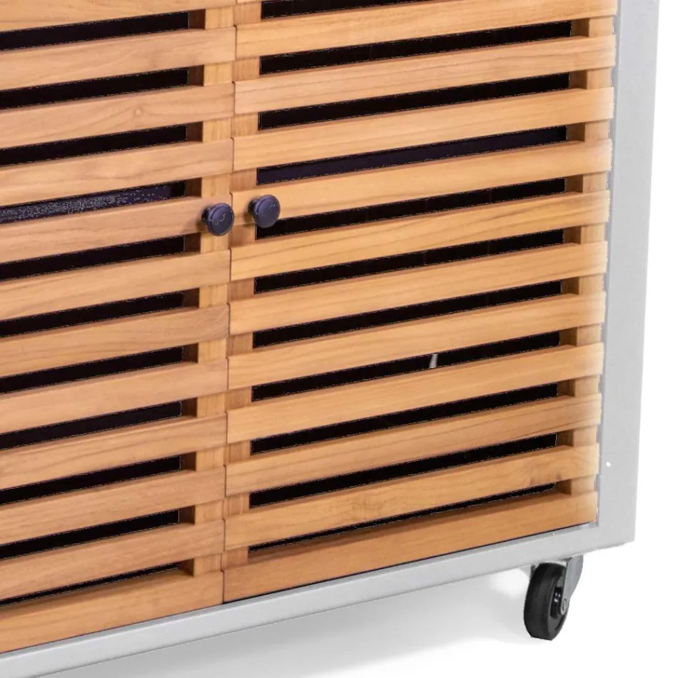 Zahradní skříňka z hliníku a brazilského teaku - Deník Viadurini