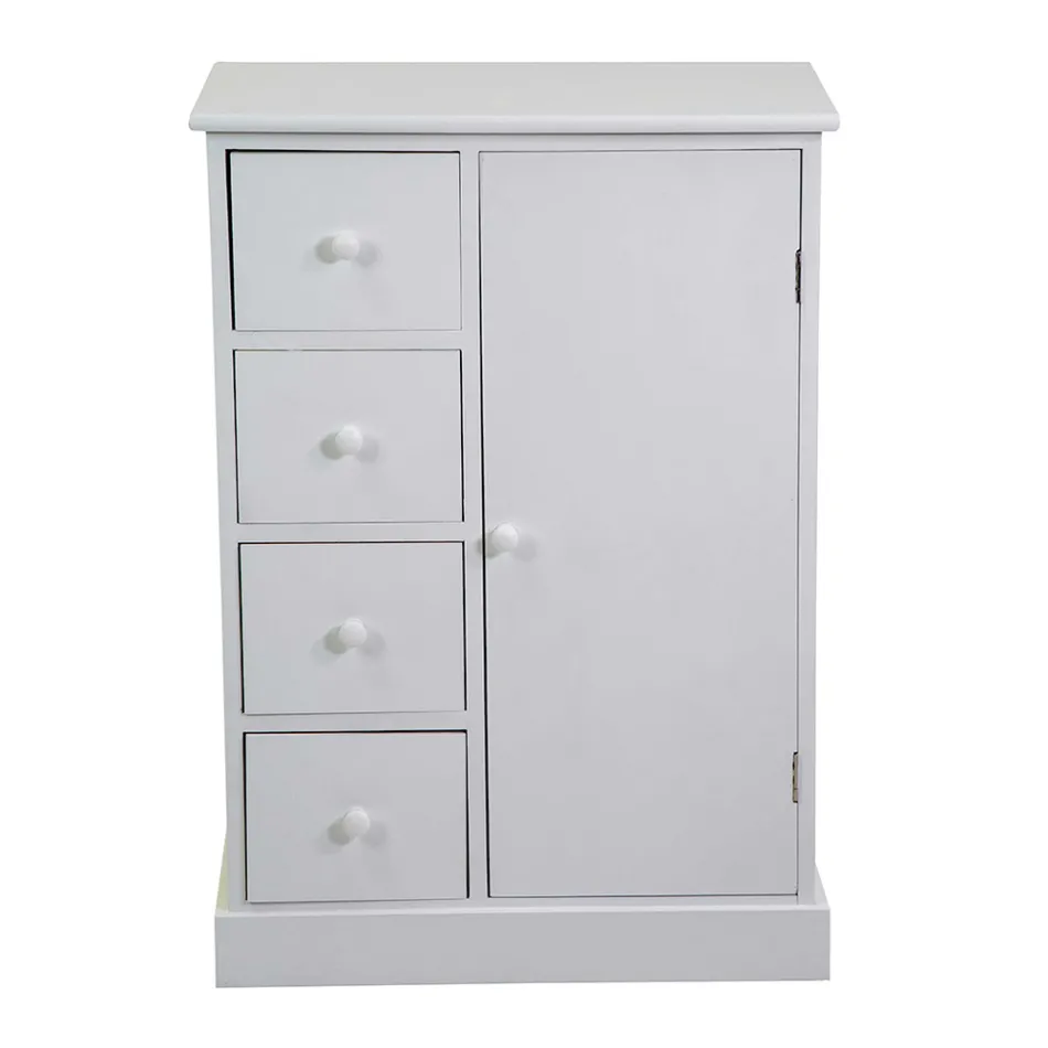 Dřevěná interiérová skříňka s 1 dvířky a 4 zásuvkami - Meduse Viadurini