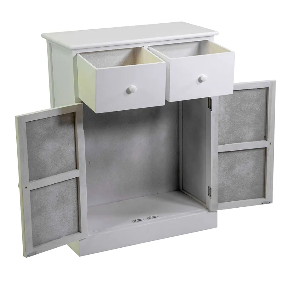 Dřevěná interiérová skříňka se 2 dveřmi a 2 zásuvkami - Meduse Viadurini