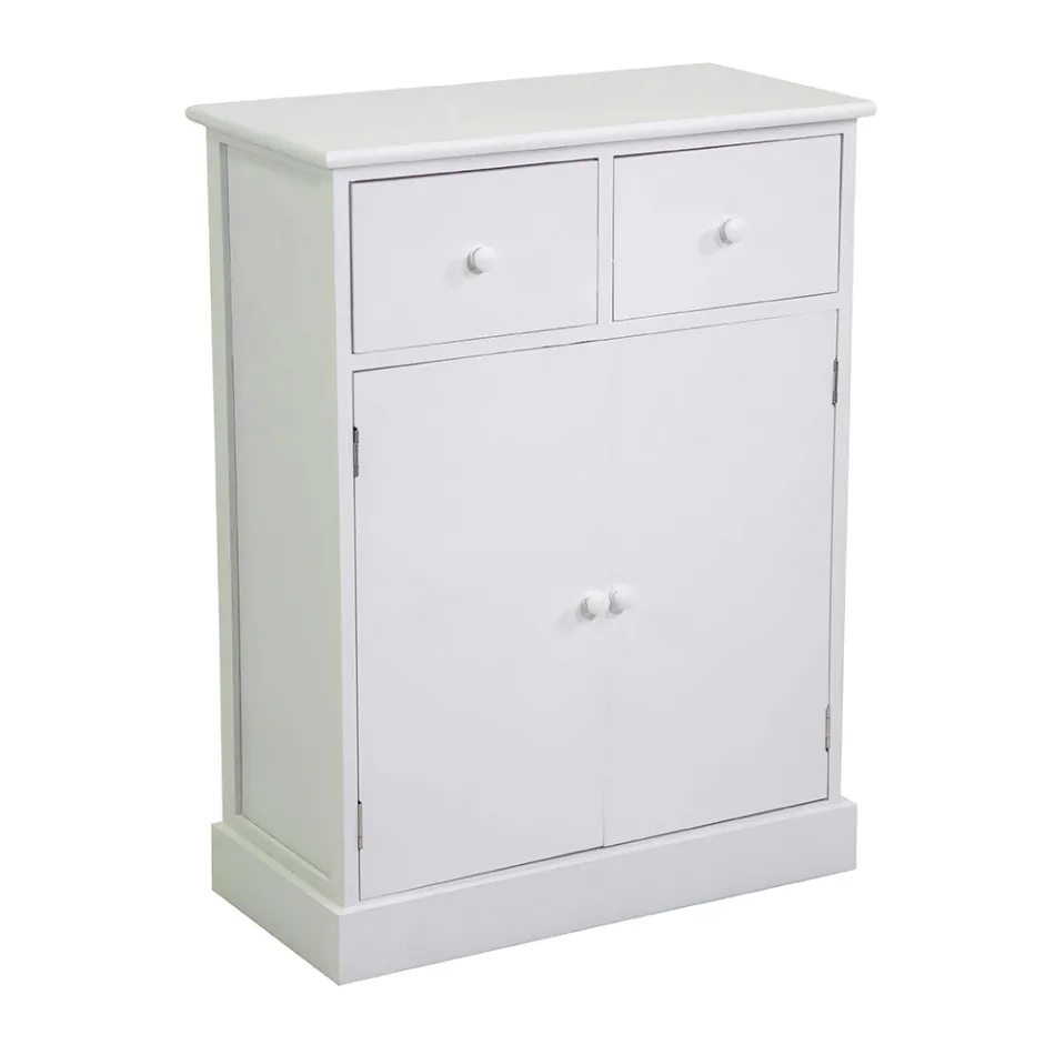 Dřevěná interiérová skříňka se 2 dveřmi a 2 zásuvkami - Meduse Viadurini