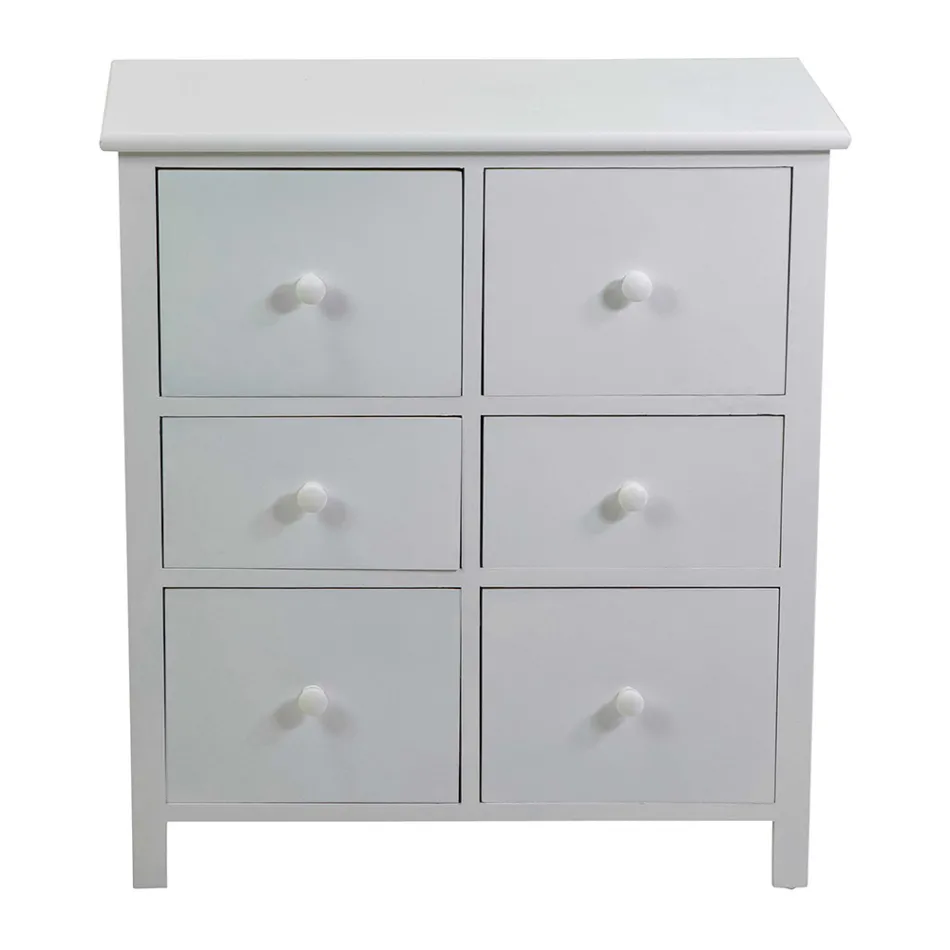 Dřevěná skříňka do interiéru se 6 zásuvkami - Medúza Viadurini