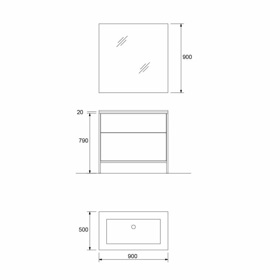 Luxusní designový koupelnový nábytek ze dřeva 90 cm vyrobený v Itálii - Cizco Viadurini