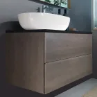 Závěsný koupelnový nábytek ze dřeva, kovu a keramiky W96 cm, Precious - Renga Viadurini