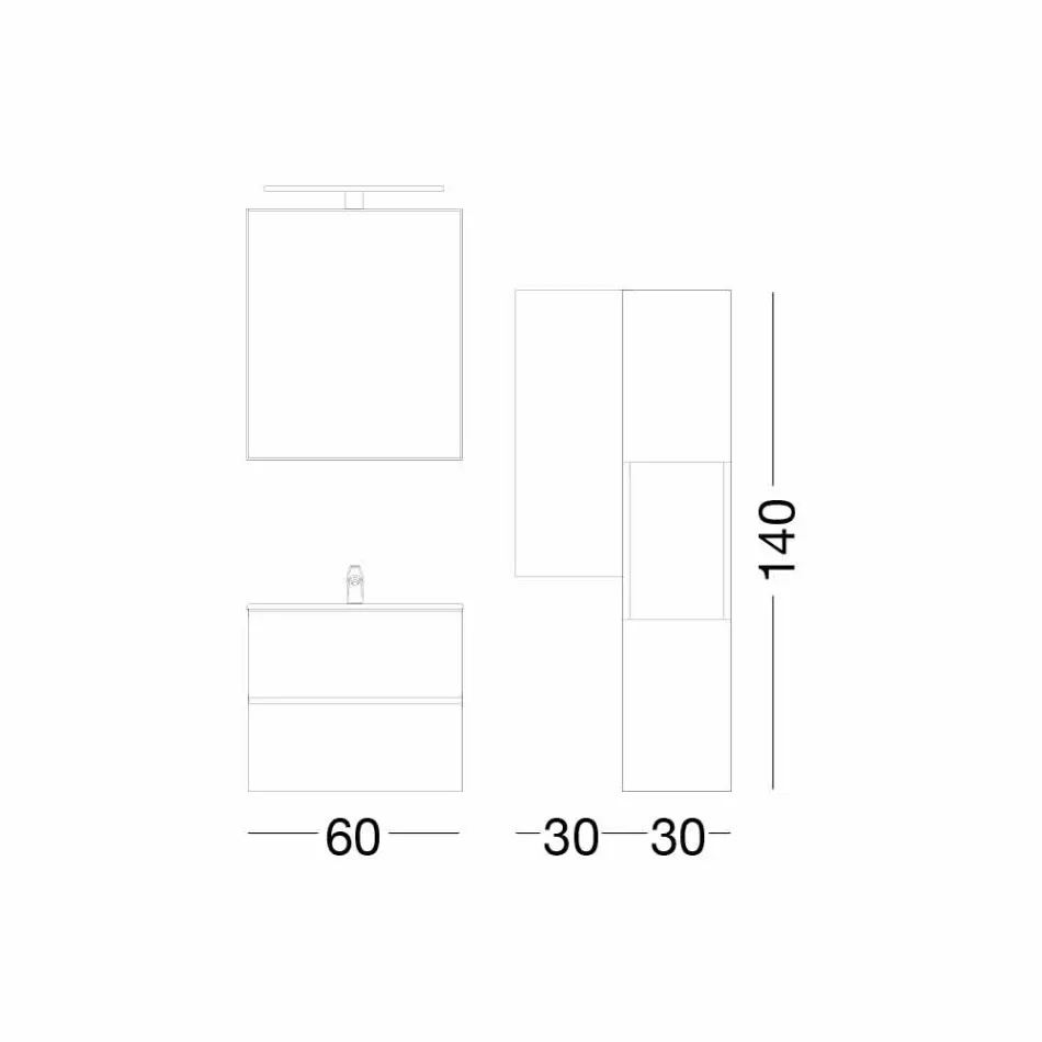 Závěsný nábytek do koupelny z melaminového ořechu - Becky Viadurini