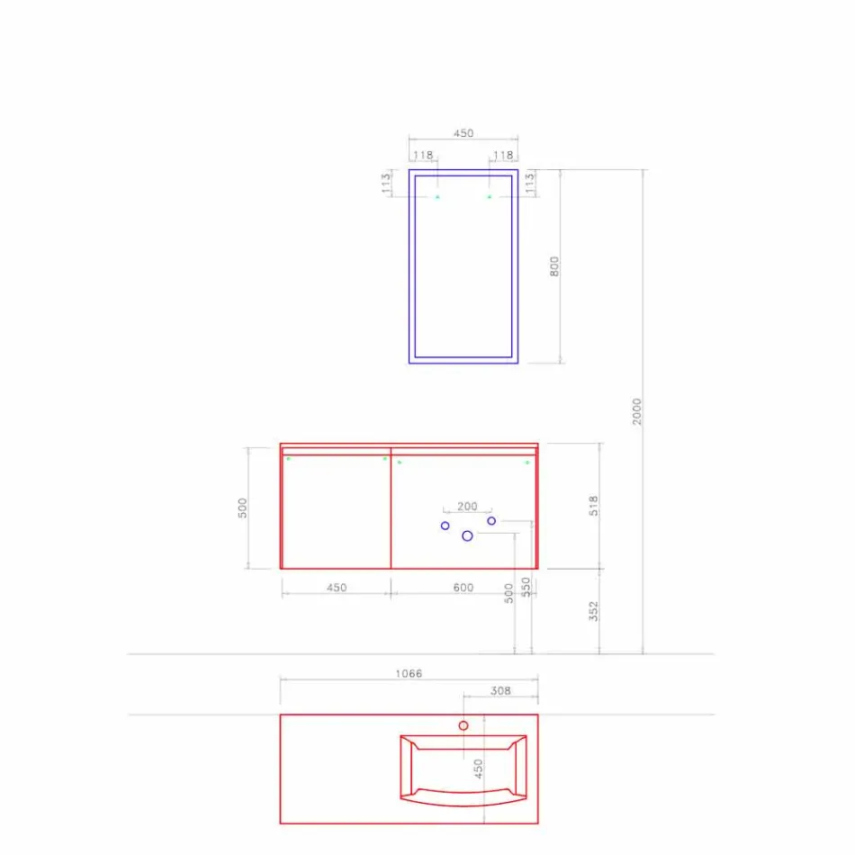 Zavěšený designový nábytek, složení moderní koupelny - Callisi9 Viadurini