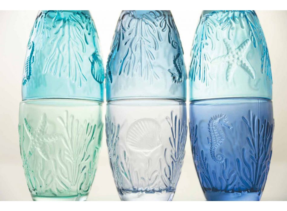 Moderní modré barevné brýle 6 kusů vody Service - Mazara Viadurini