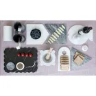 Třecí miska v bílém mramoru Carrara s dřevěnou paličkou vyrobenou v Itálii - Winda Viadurini