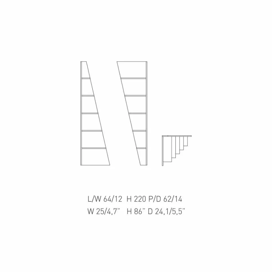 Můj domov Esquina design rohové knihovny MDF lakované H220cm vyrobené v Itálii Viadurini