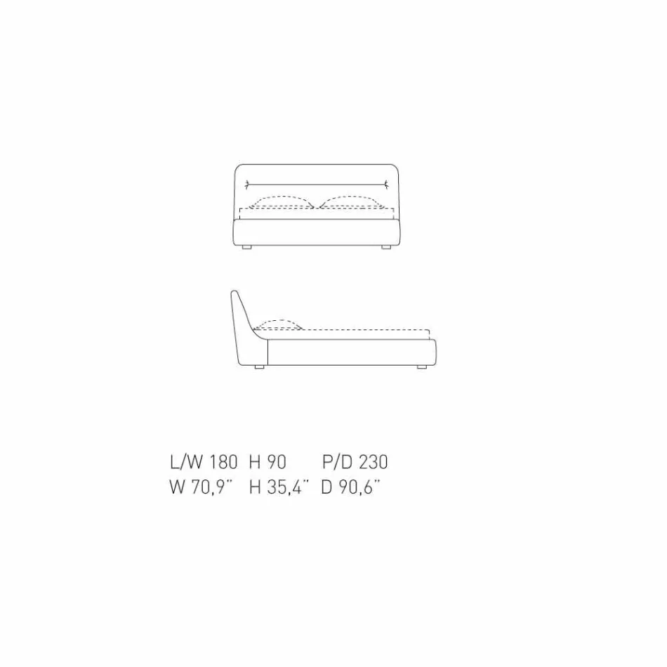 My Home Sleepway čalouněná manželská postel 180x90cm vyrobená v Itálii Viadurini