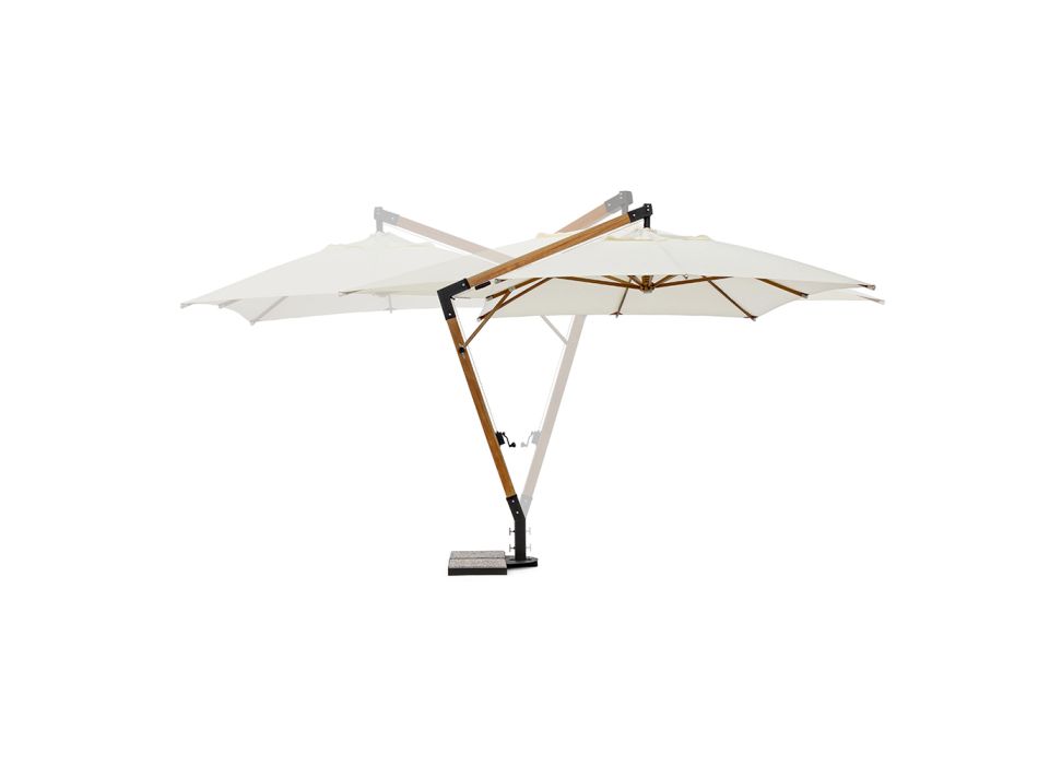 Venkovní deštník Ecrù z polyesteru a dřeva 3x3, Homemotion - Passmore Viadurini