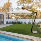 Venkovní deštník ze dřeva a ecru polyesteru 3x4, Homemotion - Passmore Viadurini