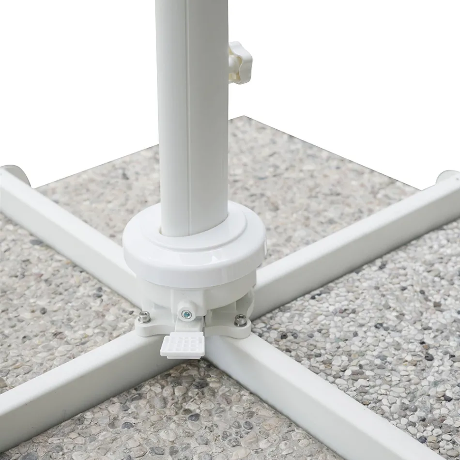 Venkovní deštník z polyesteru s bílou hliníkovou strukturou - Zinica Viadurini